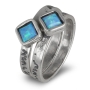 Sterling Silver Blessings Rings with Opal Stone Square - 3