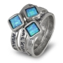 Sterling Silver Blessings Rings with Opal Stone Square - 2