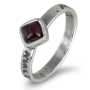 Sterling Silver Blessings Rings with Garnet Stone Square - 2