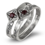 Sterling Silver Blessings Rings with Garnet Stone Square - 1