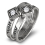 Sterling Silver Blessings Rings with Cubic Zirconia Stone Square - 3