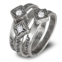 Sterling Silver Blessings Rings with Cubic Zirconia Stone Square - 2