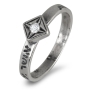 Sterling Silver Blessings Rings with Cubic Zirconia Stone Square - 1