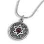Star of David Sterling Silver with Garnet Floral Necklace  - 1