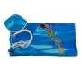 Galilee Silks Seven Species Handmade Silk Tallit for Women - Blue  - 4