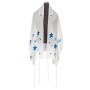 Galilee Silk White with Blue Flowers Tallit for Women  - 2