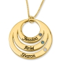 Gold Plated Open Disk Mom Necklace with Birthstones - Hebrew / English - 1