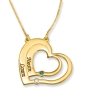 Gold Plated Up to Two Kids' Names Mom Double Heart Necklace with Birthstones - 6