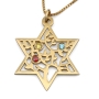 Birthstone Star of David and Tree of Life Necklace - 24K Gold-Plated - 1