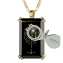 Gold Plated Onyx Men's Psalm 67 Necklace with Micro-Inscribed Menorah and Star of David - 3