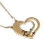 Sterling Silver Up to Two Kids' Names Mom Double Heart Necklace with Birthstones - 6