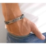 Galis Jewelry Black Leather Men’s Bracelet with Silver Plated Modeh Ani - 1