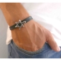 Galis Jewelry Black Leather Men’s Bracelet with Silver Plated Star of David - 2