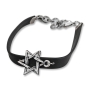 Galis Jewelry Black Leather Men’s Bracelet with Silver Plated Star of David - 1