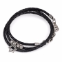 Galis Jewelry Double Wrap Black Leather Men’s Bracelet with Silver Plated Star of David - 2