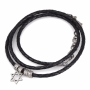 Galis Jewelry Double Wrap Black Leather Men’s Bracelet with Silver Plated Star of David - 1