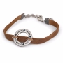 Galis Jewelry Brown Leather Men’s Bracelet with Silver Plated Blessings Ring - 1