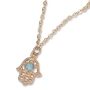 Galis Jewelry Gold Plated Open Hamsa Necklace with Opal Stone - 1