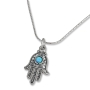 Galis Jewelry Sterling Silver Hamsa Necklace with Opal Stone - 1
