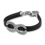 Galis Jewelry Black Leather Men’s Bracelet with Silver Plated Infinity - 1