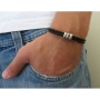 Galis Jewelry Double Strand Black Leather Men’s Bracelet - 2