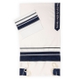 Ronit Gur Dark Blue Striped Tallit with Blessing Set with Kippah and Bag - 3