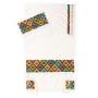 Ronit Gur Geometric Multicolored Tallit with Blessing Set  - 2