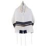 Ronit Gur Navy Blue and Gold Striped Tallit with Blessing Set with Kippah and Bag - 2