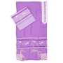 Ronit Gur Sheer Lilac Floral Tallit Set with Blessing - 3