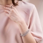 Hagar Satat Pink Crystal Beads Cosmos Silver Plated Bracelet - 3