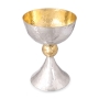 Bier Judaica Deluxe 925 Sterling Silver Kiddush Cup With Hammered Finish - 1