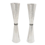 Handcrafted Tapered Sterling Silver Candlesticks With Hammered Finish By Traditional Yemenite Art - 2