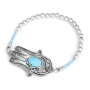 925 Sterling Silver Hamsa Bracelet With Opal Stone - 1