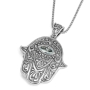 925 Sterling Silver Hamsa Locket Necklace With Cubic Zirconia - 1