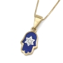 Hamsa & Star of David 14K Gold Pendant Necklace With White Diamond - 2