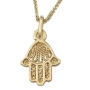 Chic 14K Yellow Gold Hamsa Pendant Necklace With Rope Filigree Design - 3