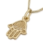 Chic 14K Yellow Gold Hamsa Pendant Necklace With Rope Filigree Design - 4