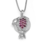 Handcrafted 14K Gold Pomegranate Pendant Necklace With Pink Ruby Stones - 1