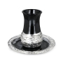Handcrafted Black Glass and Sterling Silver Kiddush Cup - 2