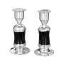 Handcrafted Black Glass and Sterling Silver Shabbat Candlesticks - 1