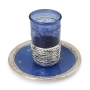 Handmade Dark Blue Glass and Sterling Silver-Plated Stemless Kiddush Cup - 2