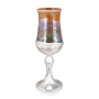 Handmade Multicolored Glass and Sterling Silver-Plated Kiddush Cup - 2
