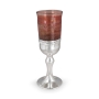 Handmade Red Glass and Sterling Silver-Plated Kiddush Cup - 4