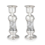 Handcrafted White Glass and Sterling Silver-Plated Shabbat Candlesticks - 5