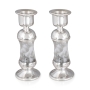 Handcrafted White Glass and Sterling Silver-Plated Shabbat Candlesticks - 4
