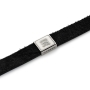 Men's Black Leather Bracelet with Silver-Plated Pendant and Stainless Steel Clasp  - 3