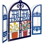 Dorit Judaica Home Greeting With Blue Window Design (Hebrew) - 2
