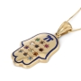 Deluxe 14K Yellow Gold Hamsa Pendant Necklace With Hoshen Design By Anbinder Jewelry - 2