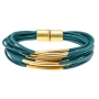 Hagar Satat Leather Gold Plated Multi-String Tubes Bracelet - Turquoise - 1