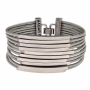 Hagar Satat Leather Silver Plated Stack Bracelet - Gray - 1